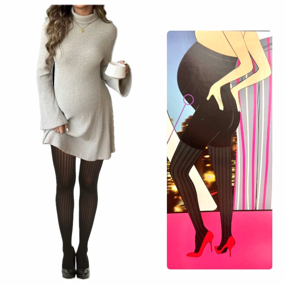 Assests by Spanx Maternity Black Printed Tights New in Box